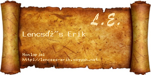 Lencsés Erik névjegykártya
